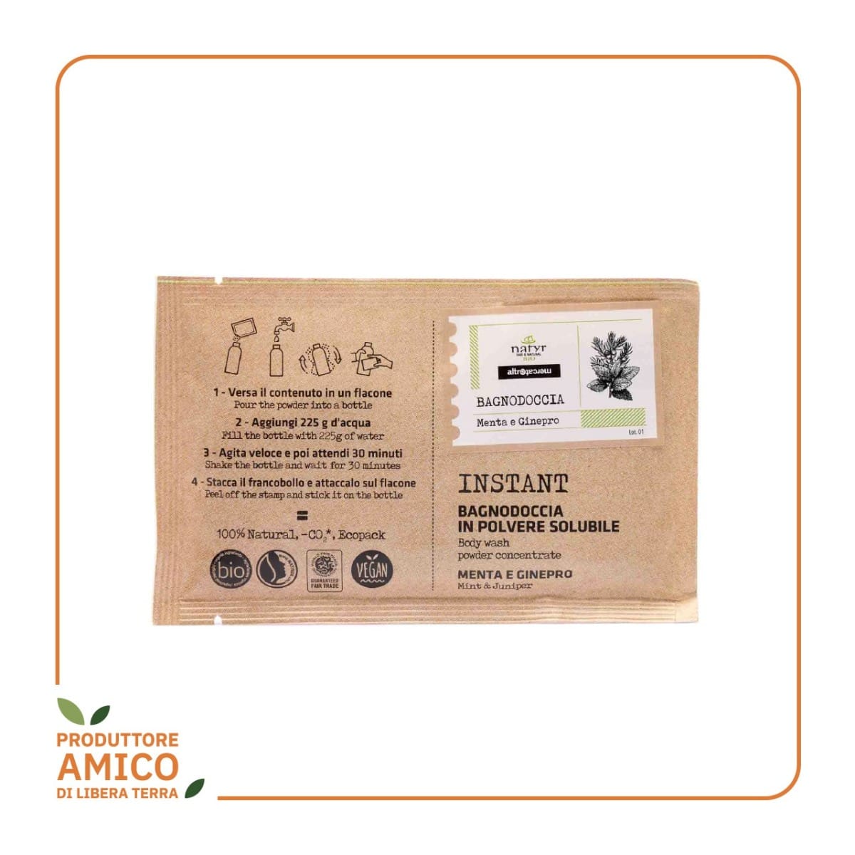 Bagnodoccia In Polvere Solubile Menta e Ginepro Bio 25g