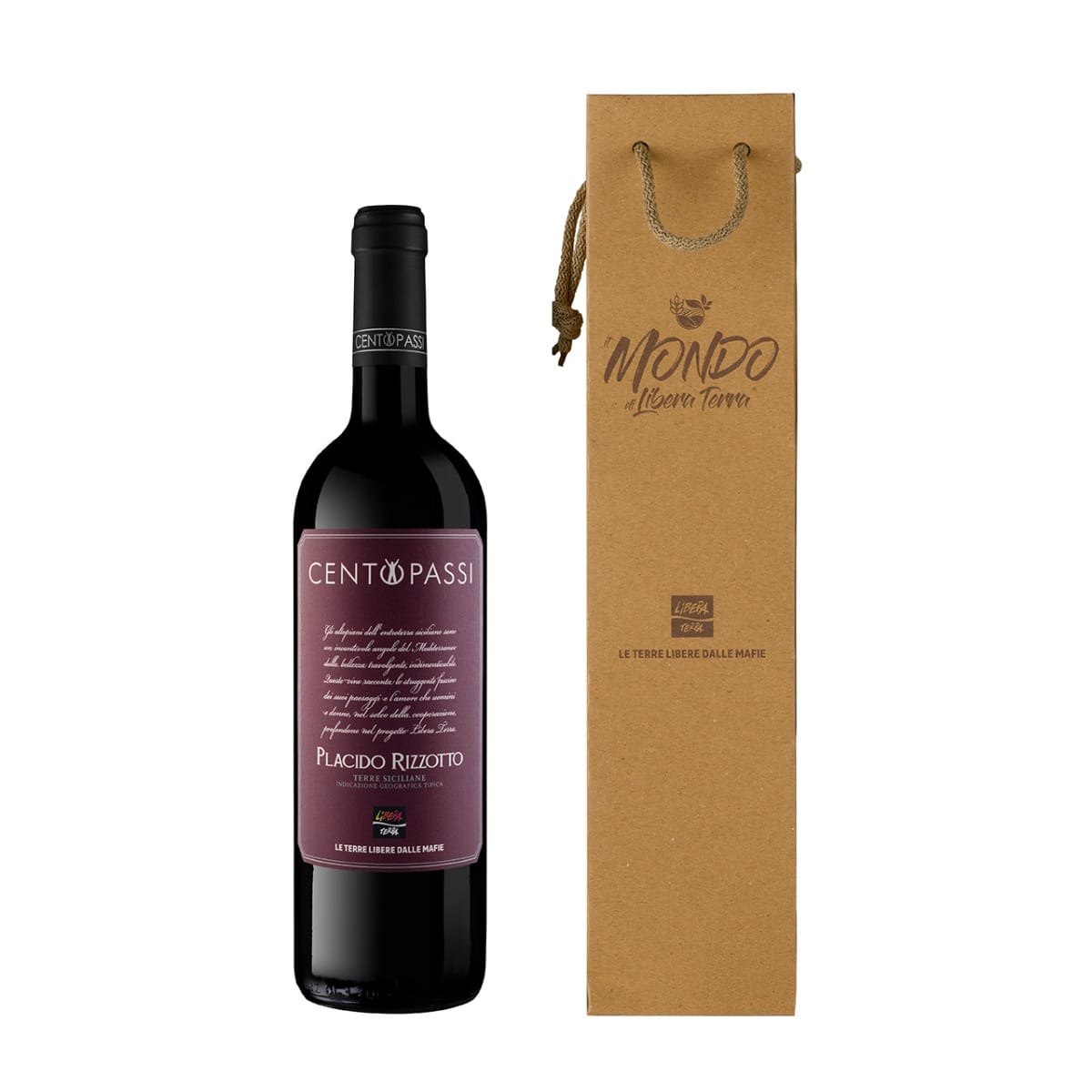 Bomboniera sacchetto e bottiglia di vino