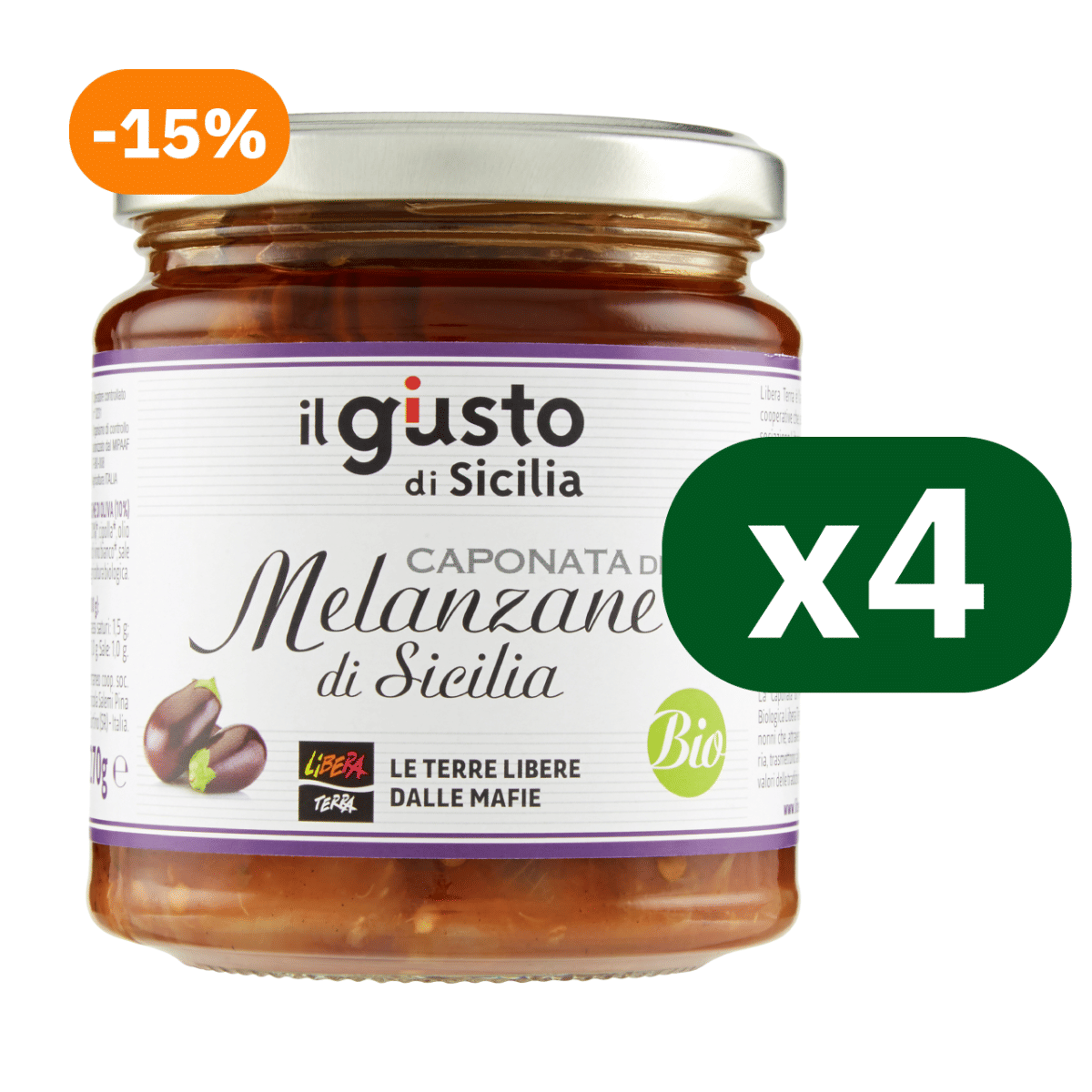 Multipack Caponata di Melanzane di Sicilia Biologica 4x270g