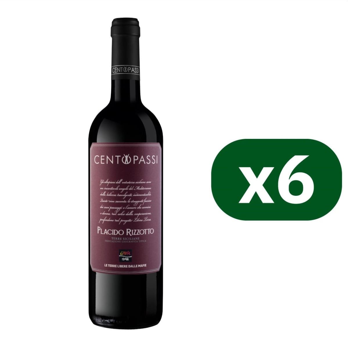 Cartone Placido Rizzotto Rosso Terre Siciliane IGT 2024 6x75cl