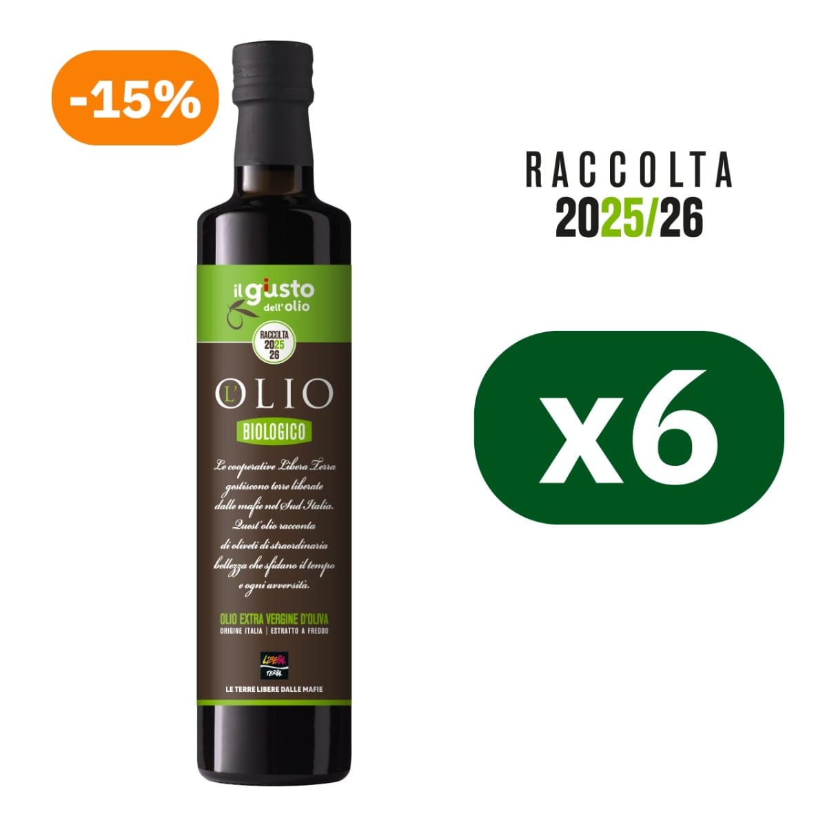 Multipack Olio Extra Vergine d'Oliva Biologico 6x50 cl