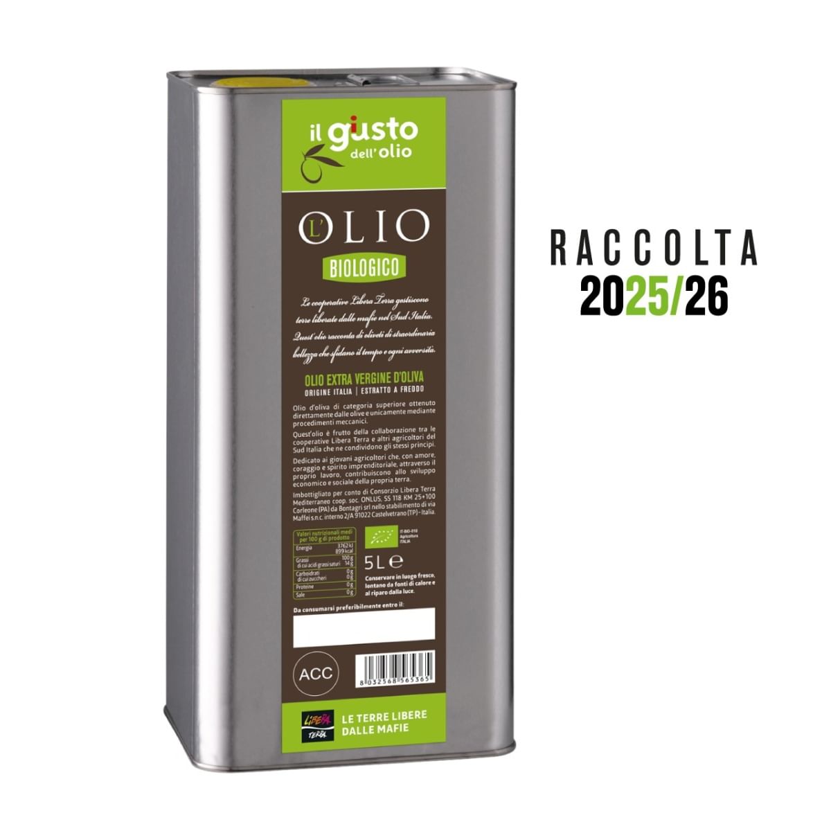 Olio Extra Vergine d’Oliva Biologico In Latta 5L
