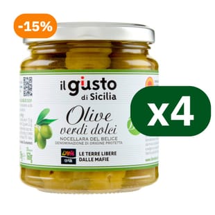 Multipack Olive verdi dolci biologiche Nocellara del Belice D.O.P. 4x290g
